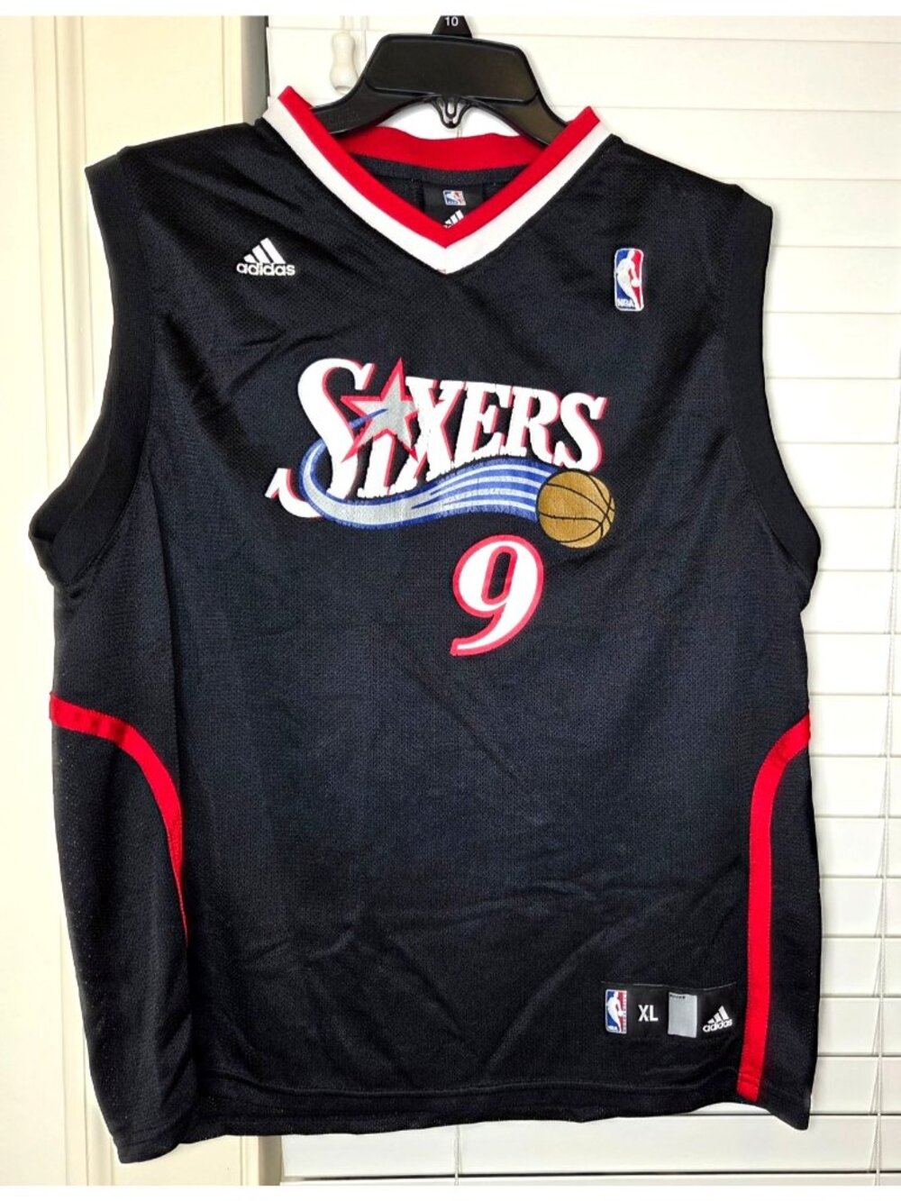 Rare VTG Philadelphia 76ers Youth XL Iguodala #9 Adidas NBA Jersey Black